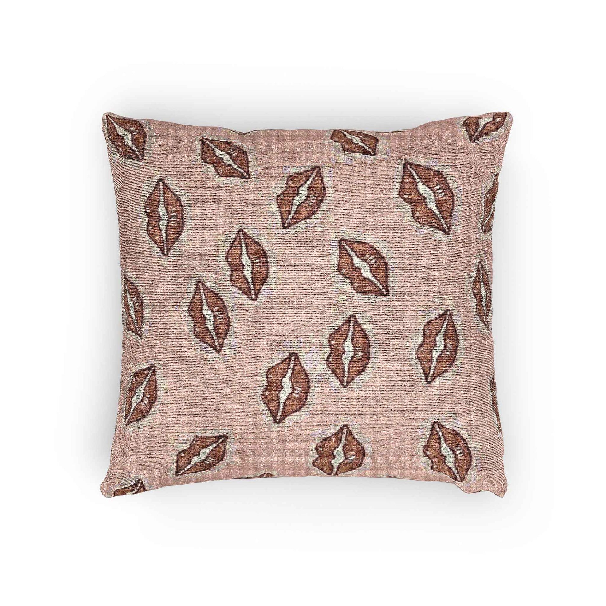 Kiss Pattern Woven Pillow | Lip Print Decorative Pillow