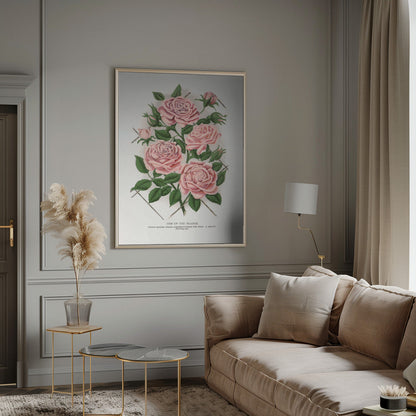 Wandbild Rosa Rose, Lithographie „Gem of the Prairie“.