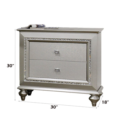 Muskan Glam LED Nightstand - Champagne