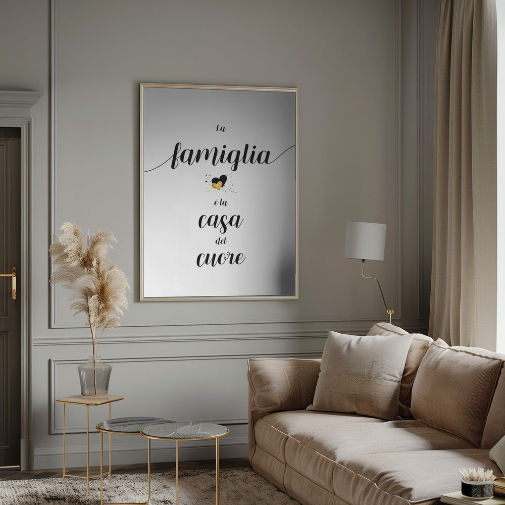 Wandbild Die Familie ist das Zuhause des Herzens - Italienischer Leinwanddruck