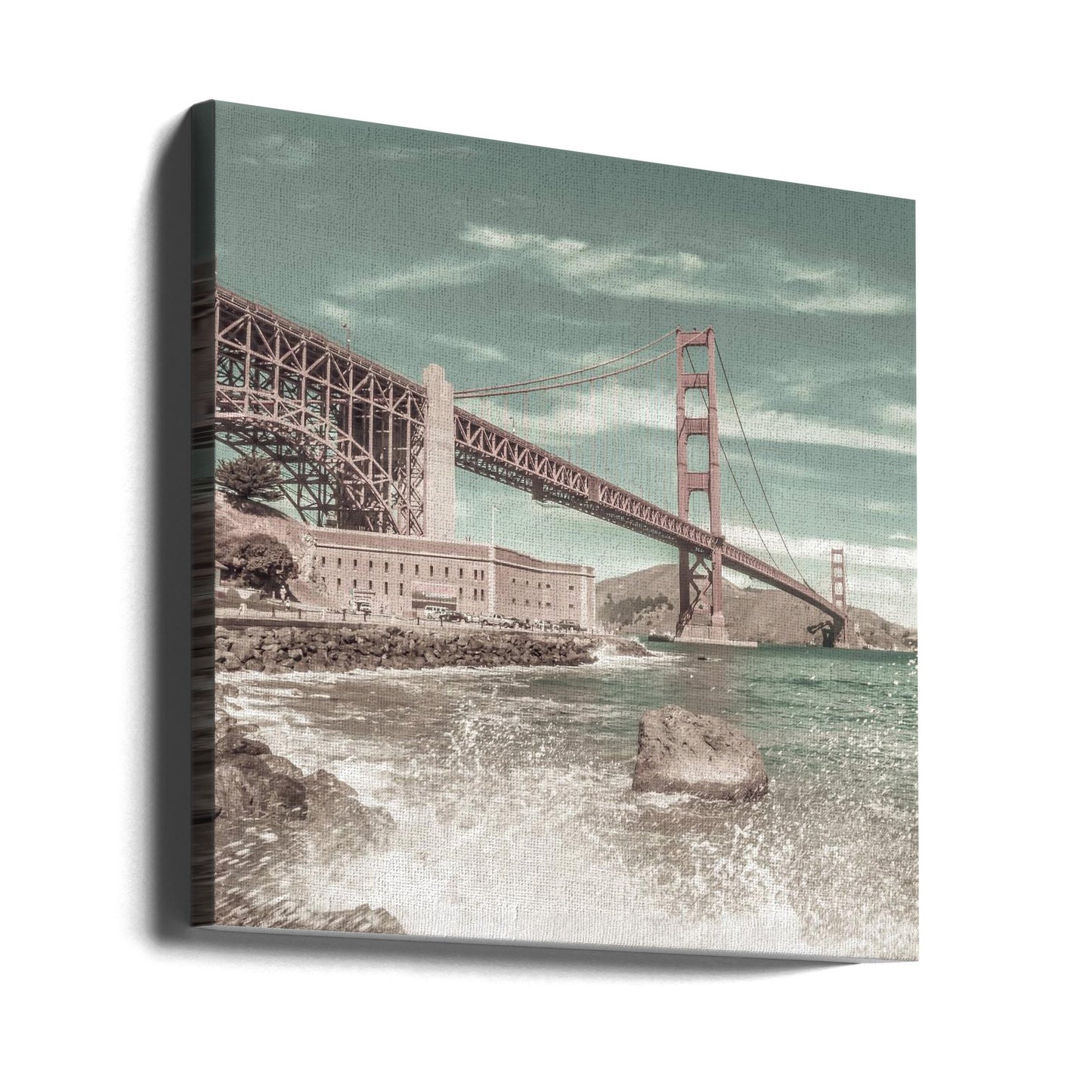 Wandbild GOLDEN GATE BRIDGE Küstenimpression | urbaner Vintage-Stil