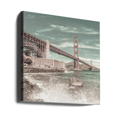 Wandbild GOLDEN GATE BRIDGE Küstenimpression | urbaner Vintage-Stil