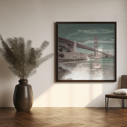 Wandbild GOLDEN GATE BRIDGE Küstenimpression | urbaner Vintage-Stil