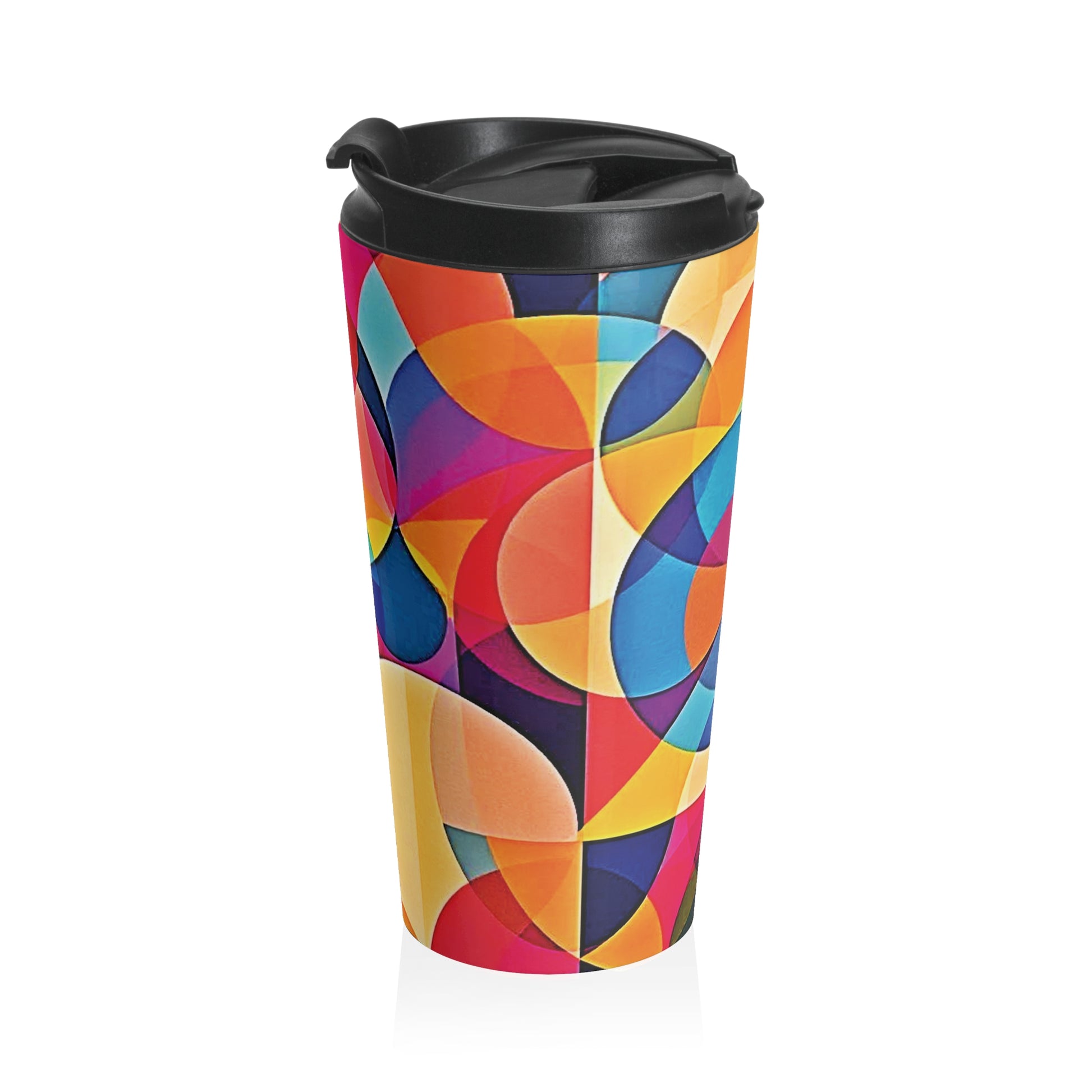 Colorful Geometric Stainless Steel Travel Mug — Modern Abstract Art Design - AURABAGS SHOP
