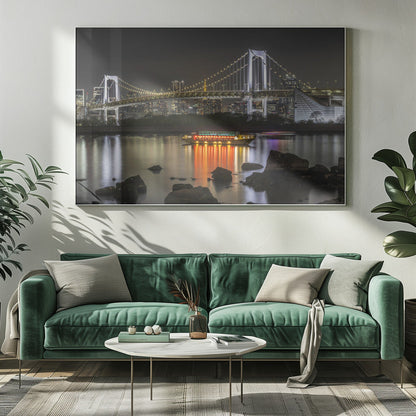 Wandbild Zauberhafte Regenbogenbrücke mit Tokios Skyline am Abend - Panorama