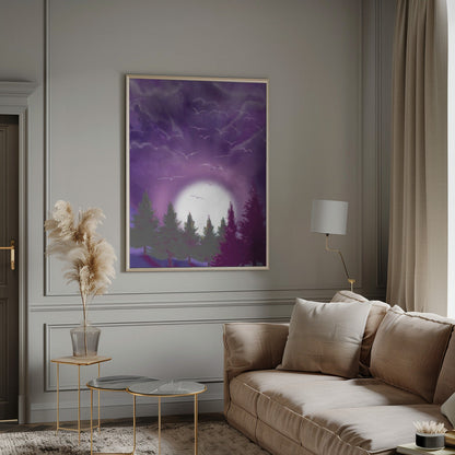 Wandbild MOND IM LILA HIMMEL Leinwandbild