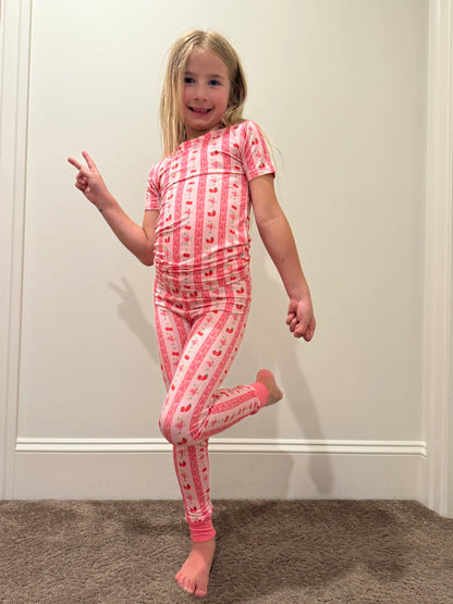 Kinder Rosa Erdbeer- & Kirschschleifen Pyjamahose