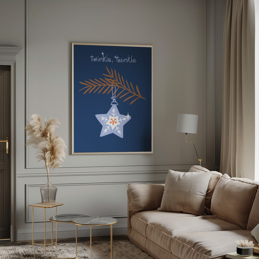 Wandbild Fröhlicher Glanz Weihnachtsstern blau Leinwandbild
