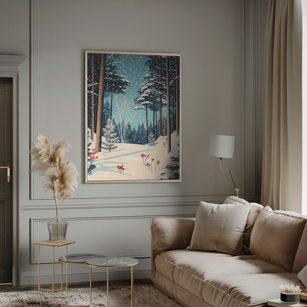 Wandbild Weihnachten Winterwald Leinwandbild