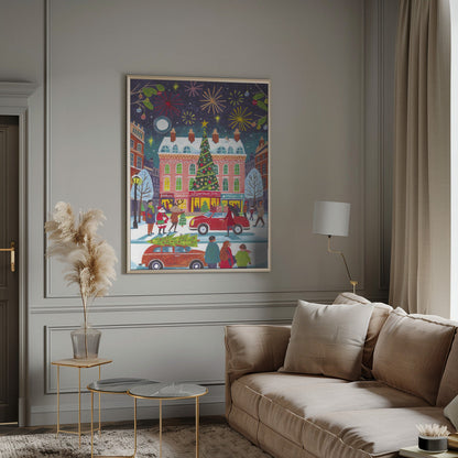 Wandbild Weihnachten in der Stadt Leinwanddruck