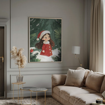Wandbild Weihnachtsmädchen Leinwanddruck