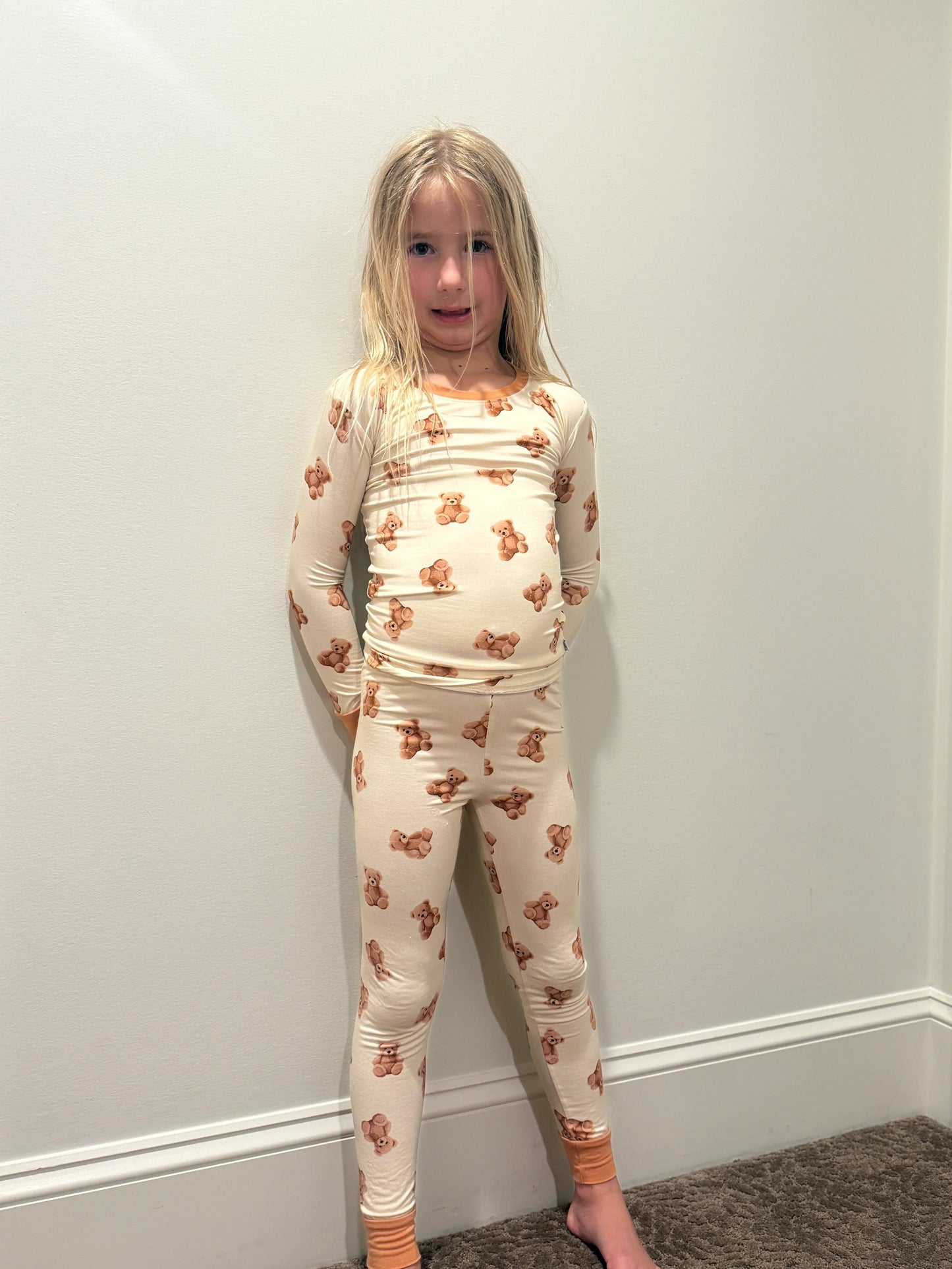 Kinder Teddybär Langarm Schlafanzug-Shirt