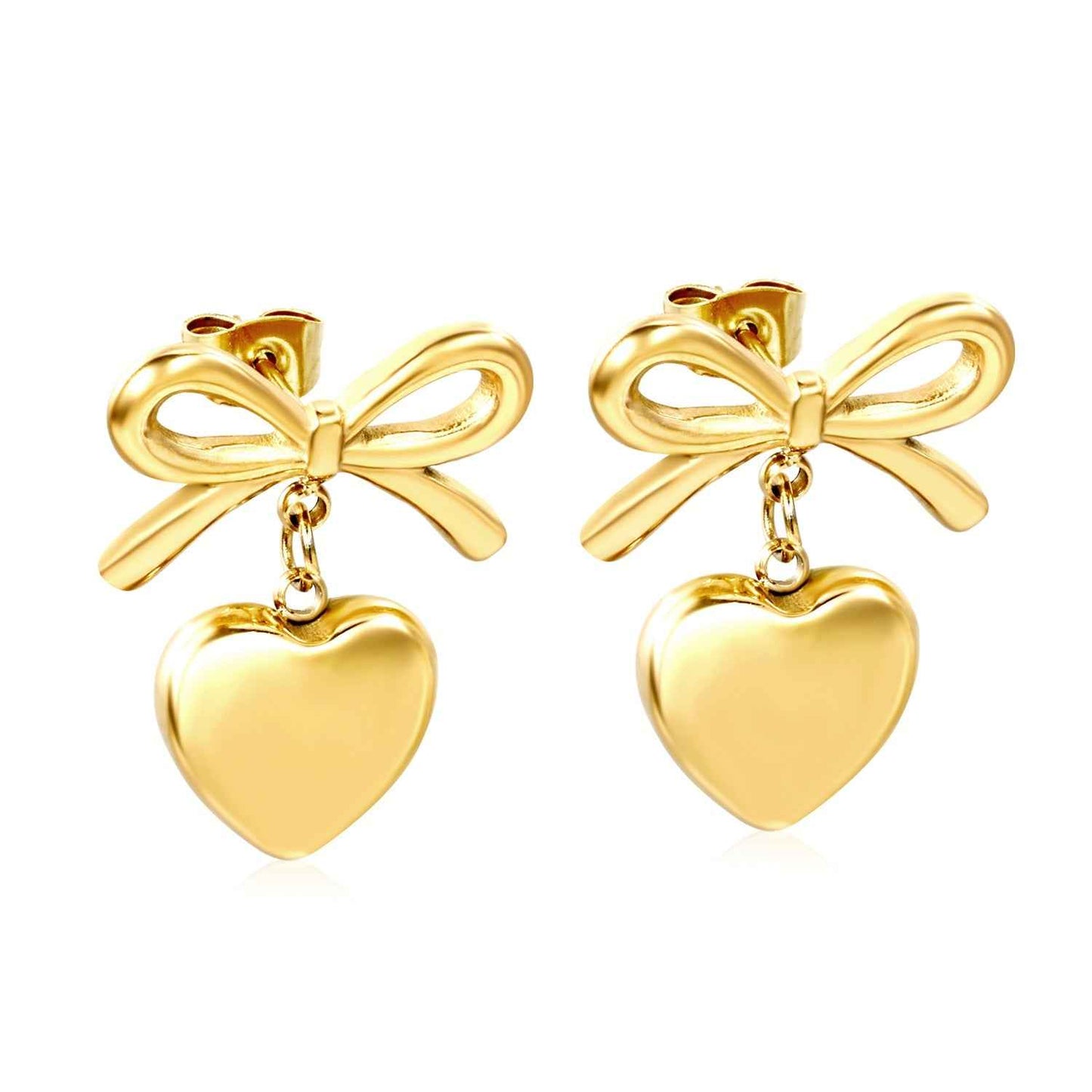 Bow & Heart Charm Studs