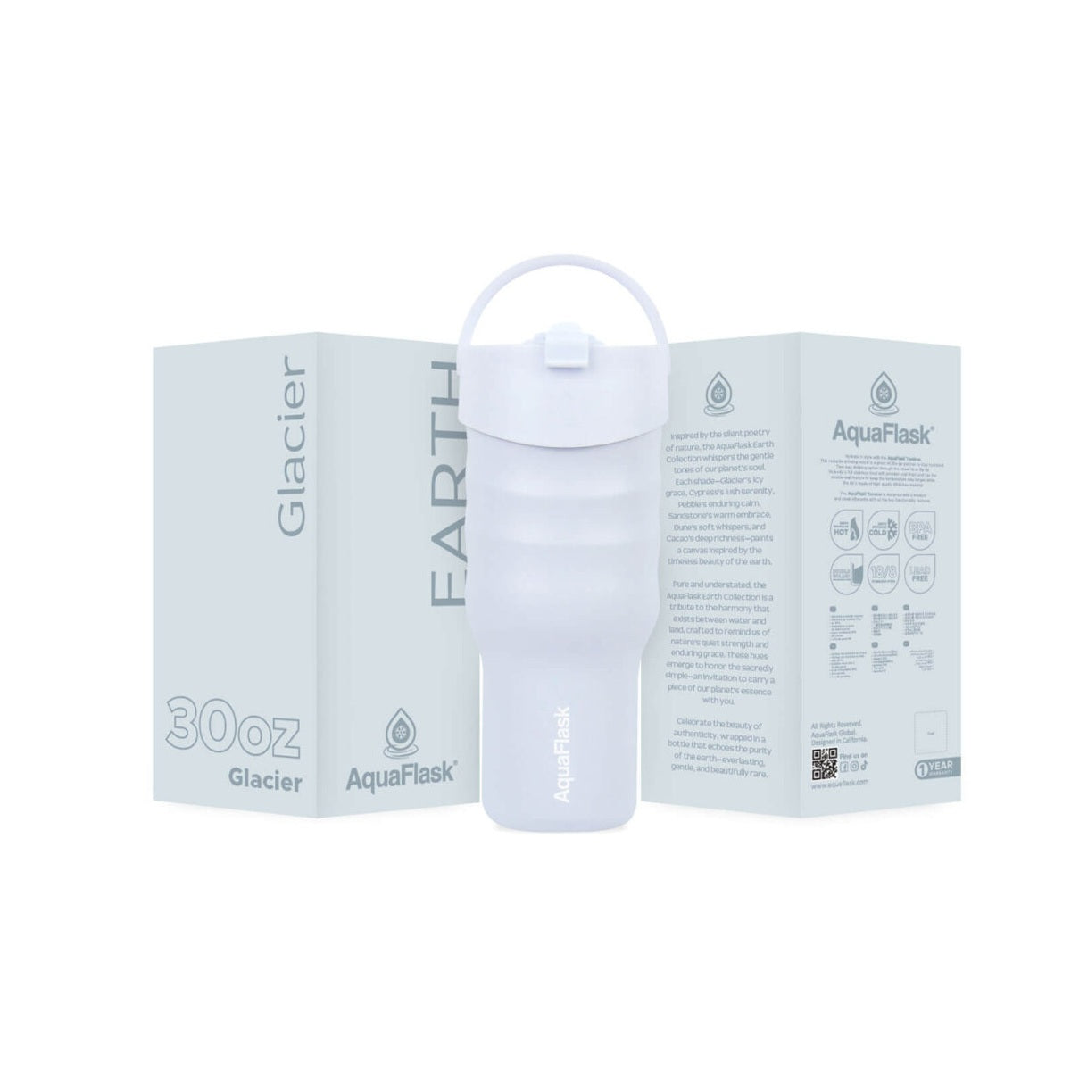 AquaFlask Earth Collection 30oz Isolierter Edelstahlbecher mit Griff – Heiß 12 Std. / Kalt 24 Std., Auslaufsicher & Langlebig