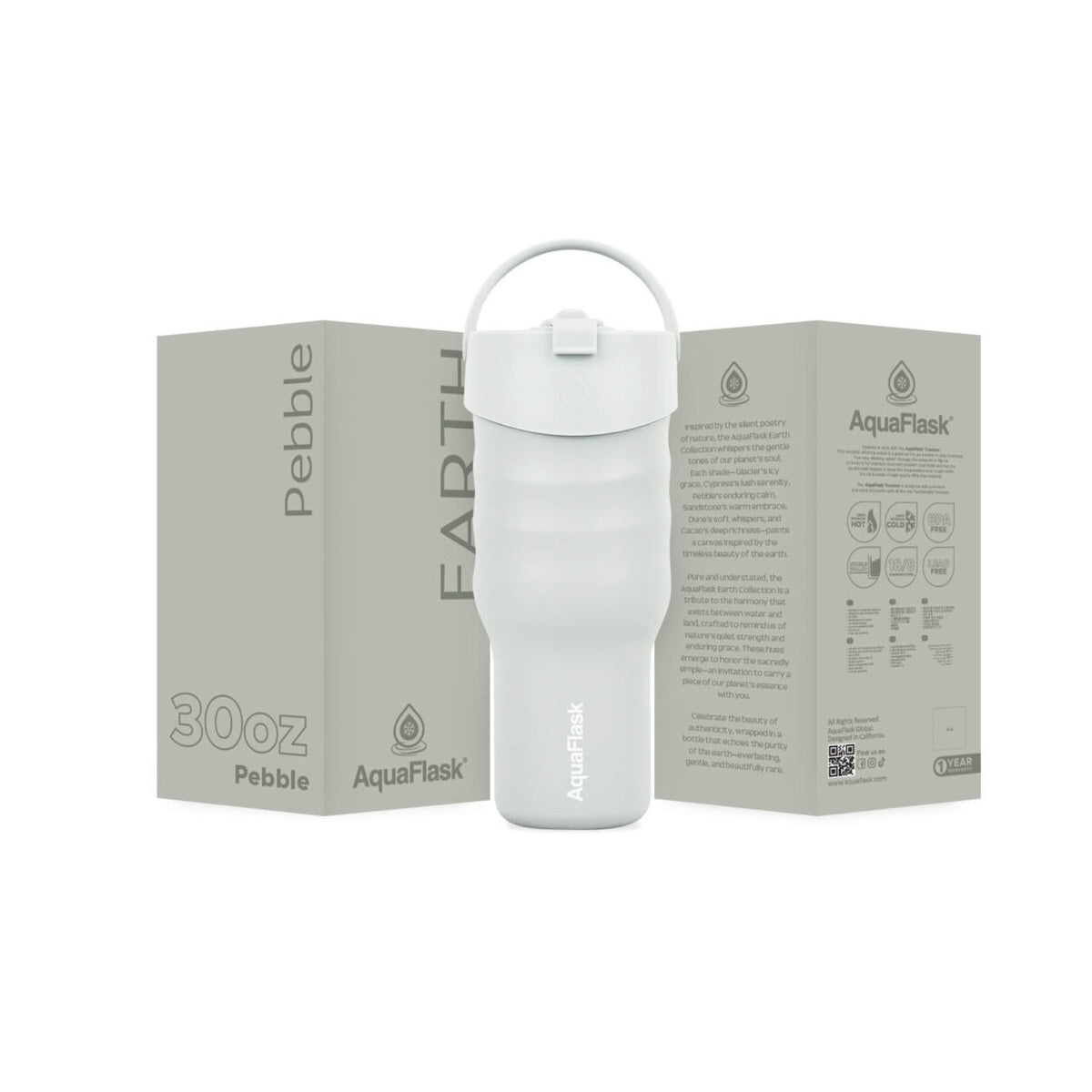 AquaFlask Earth Collection 30oz Isolierter Edelstahlbecher mit Griff – Heiß 12 Std. / Kalt 24 Std., Auslaufsicher & Langlebig