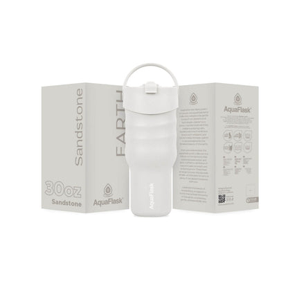 AquaFlask Earth Collection 30oz Isolierter Edelstahlbecher mit Griff – Heiß 12 Std. / Kalt 24 Std., Auslaufsicher & Langlebig