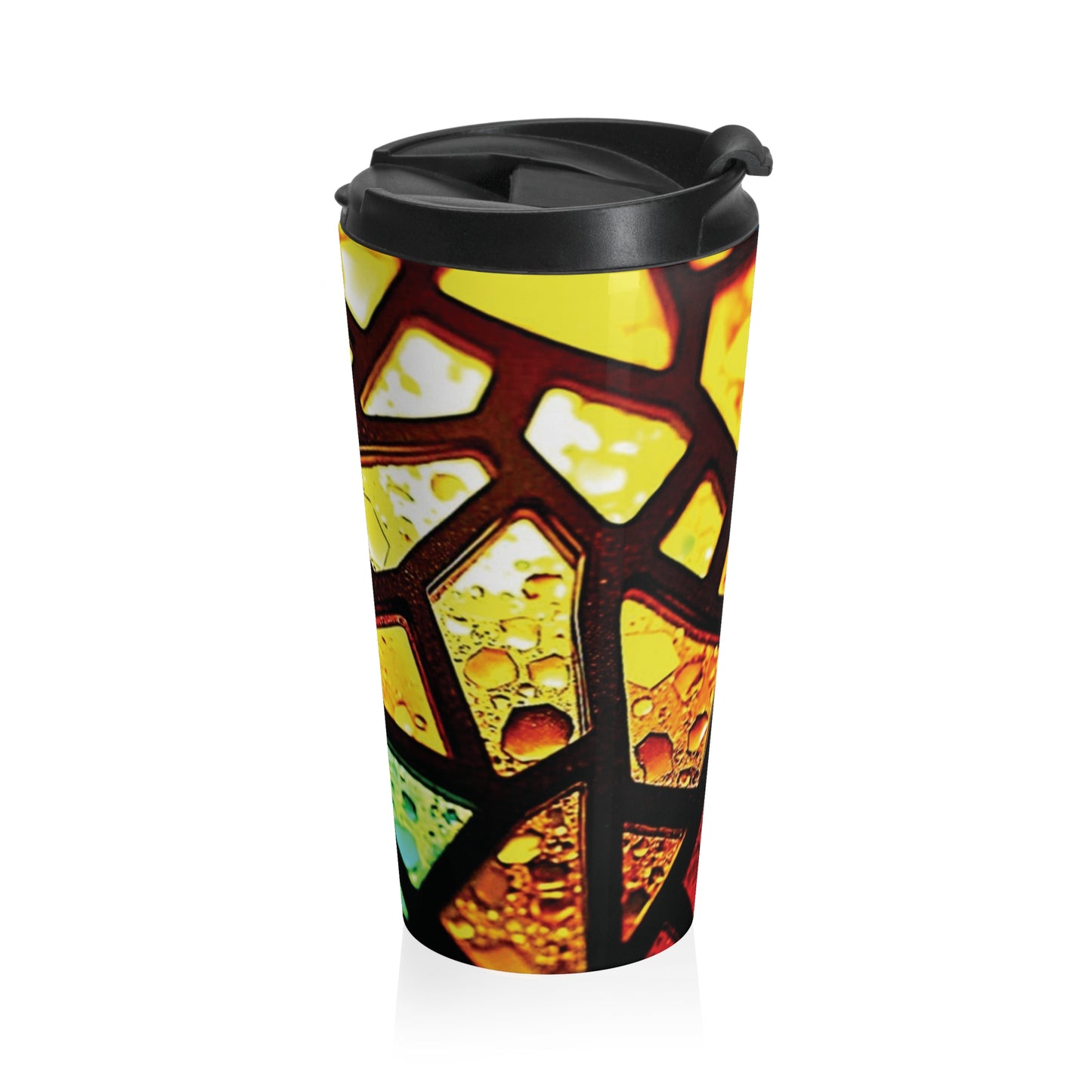Stainless Steel Travel Mug — Rainbow Stained Glass Mosaic Insulated Tumbler - AURABAGS SHOP