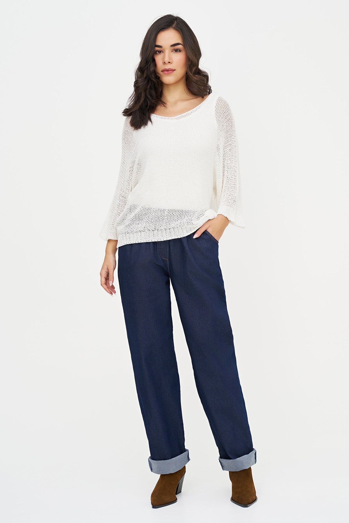Women's Oversized Knit V-Neck Sweater