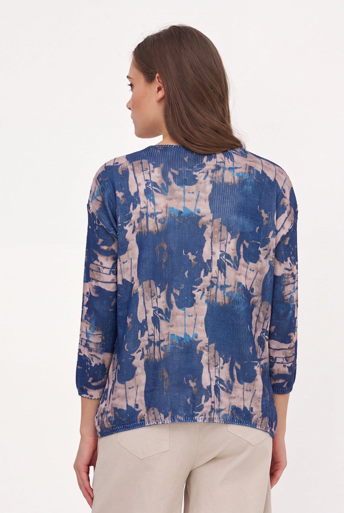 Women's Printed Knit Boat-Neck Sweater