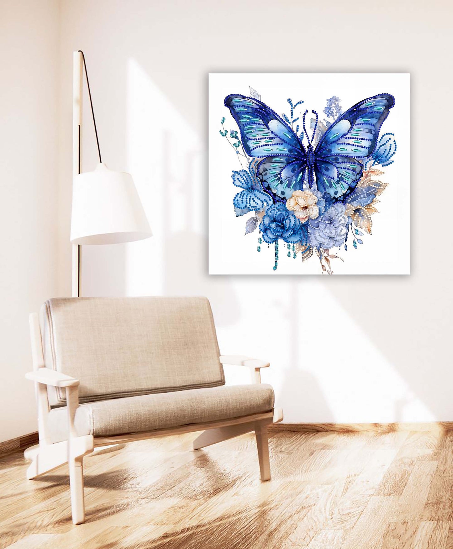 Wandkunst – Blauer Schmetterling groß – Leinwandbild