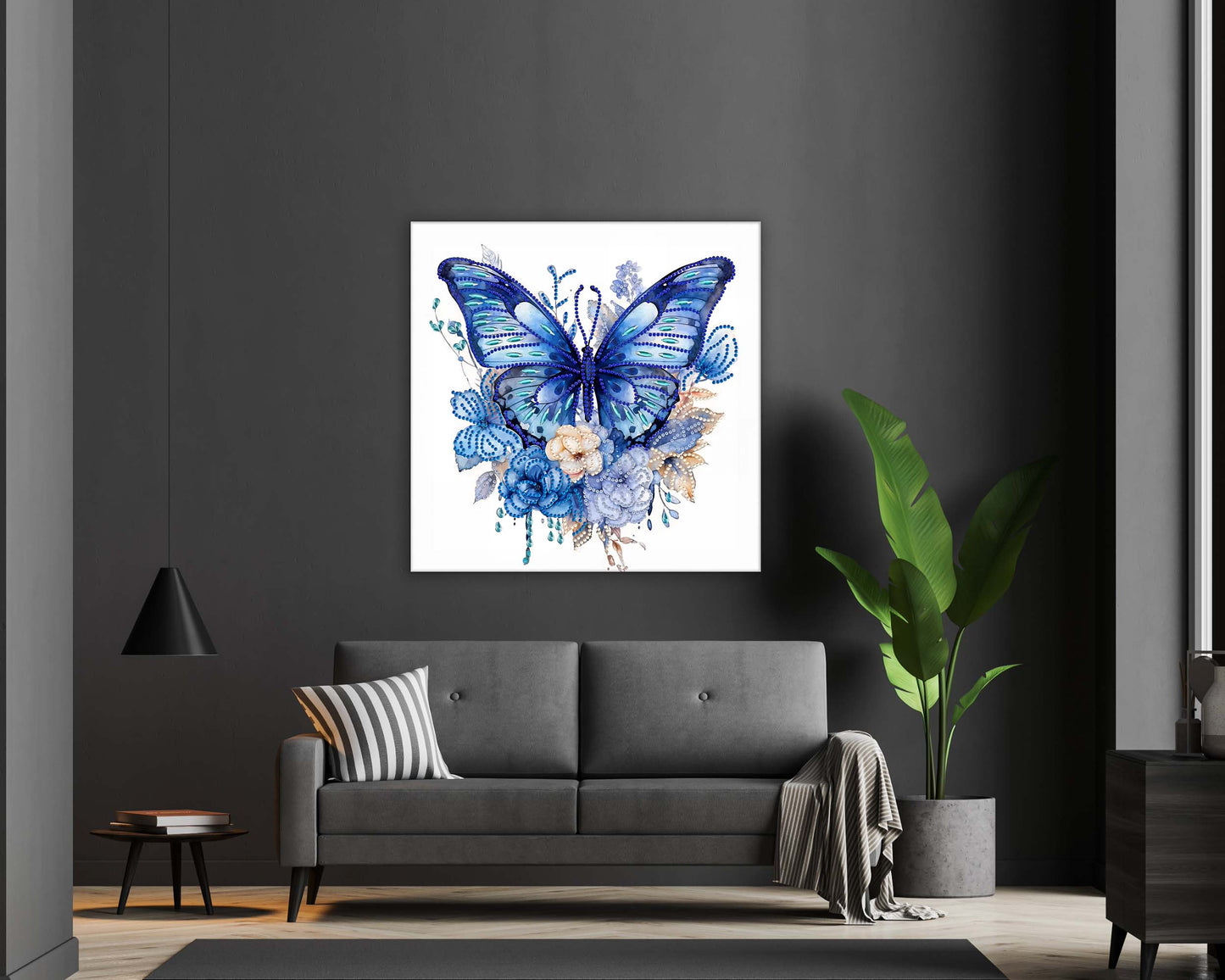 Wandkunst – Blauer Schmetterling groß – Leinwandbild