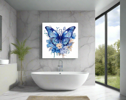 Wandkunst – Blauer Schmetterling groß – Leinwandbild