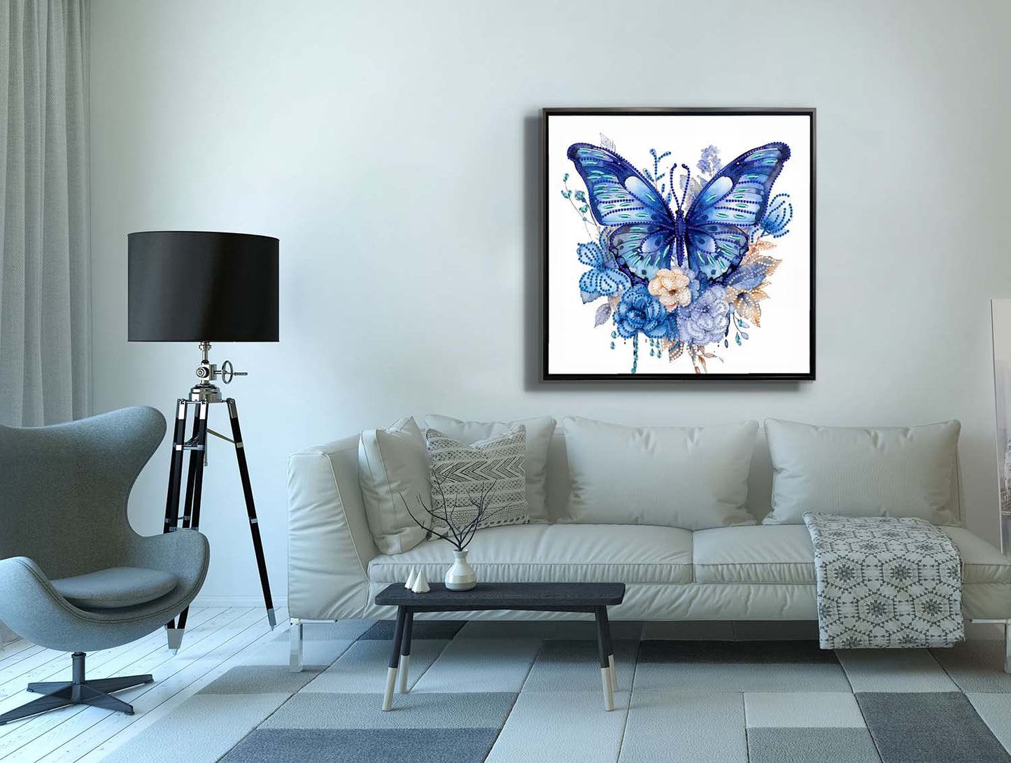 Wandkunst – Blauer Schmetterling groß – Leinwandbild