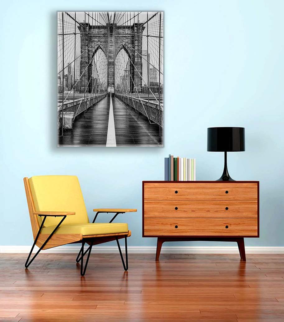Brooklyn Bridge in Schwarz-Weiß-Skyline-Wandbild