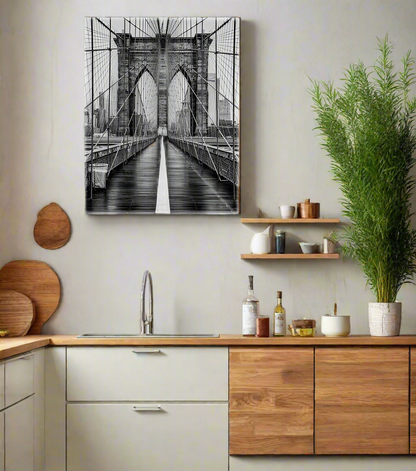 Brooklyn Bridge in Schwarz-Weiß-Skyline-Wandbild