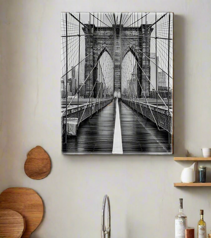 Brooklyn Bridge in Schwarz-Weiß-Skyline-Wandbild