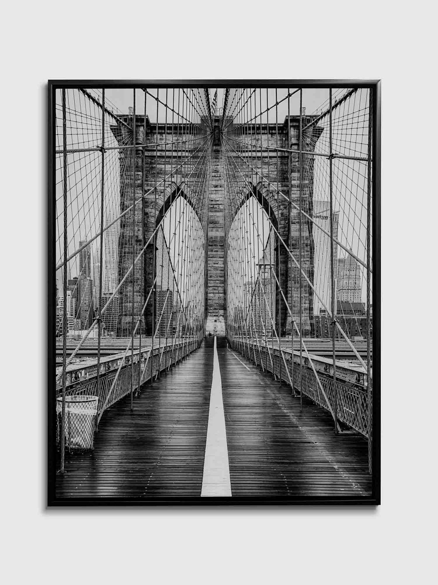 Brooklyn Bridge in Schwarz-Weiß-Skyline-Wandbild