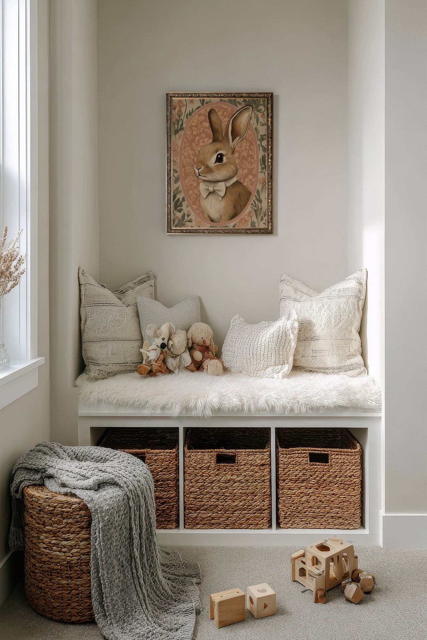 LAPIN ÉLÉGANT, CADRE VINTAGE BRONZE