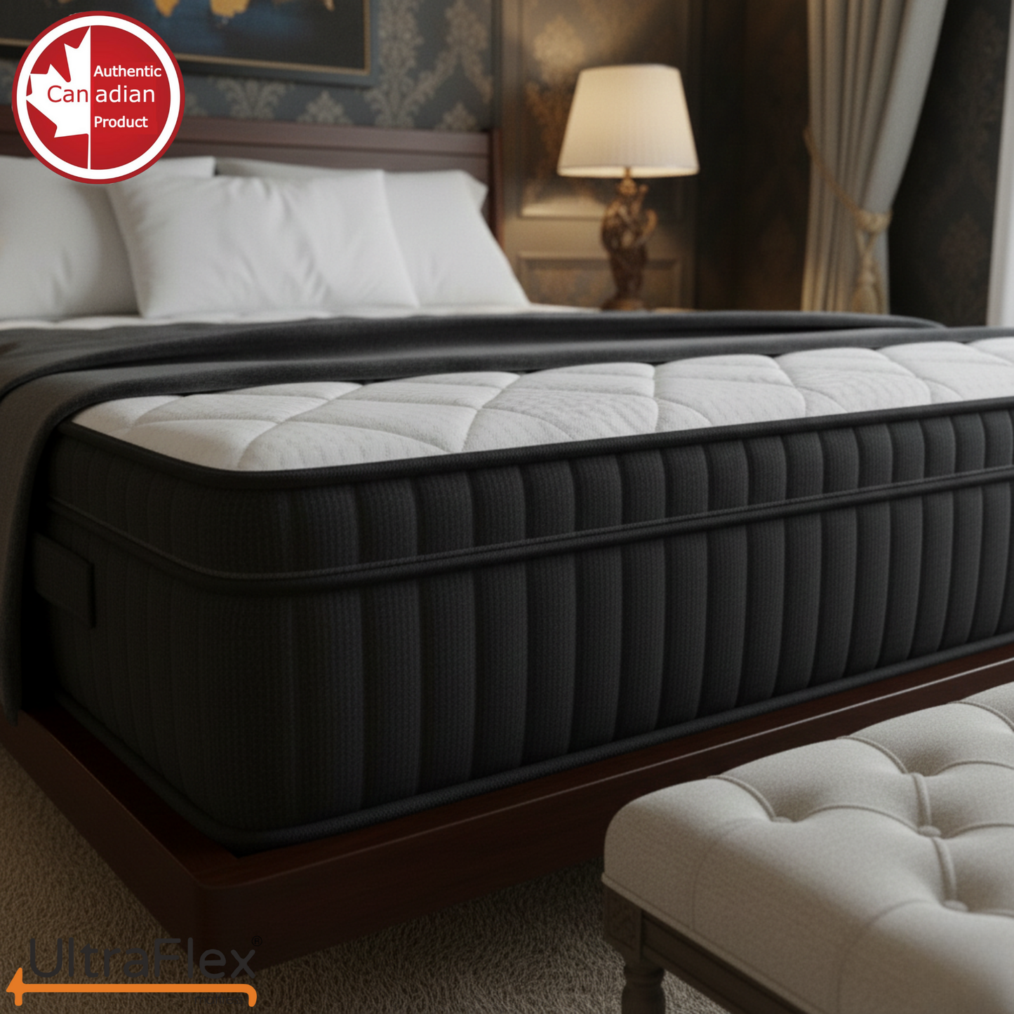 UltraFlex® Opulence Mittelharte Orthopädische Hybridmatratze – Hergestellt in Kanada mit Fortschrittlichem Kühlgel und Taschenfedersystem für Ungestörten Schlaf und Rand-zu-Rand-Unterstützung