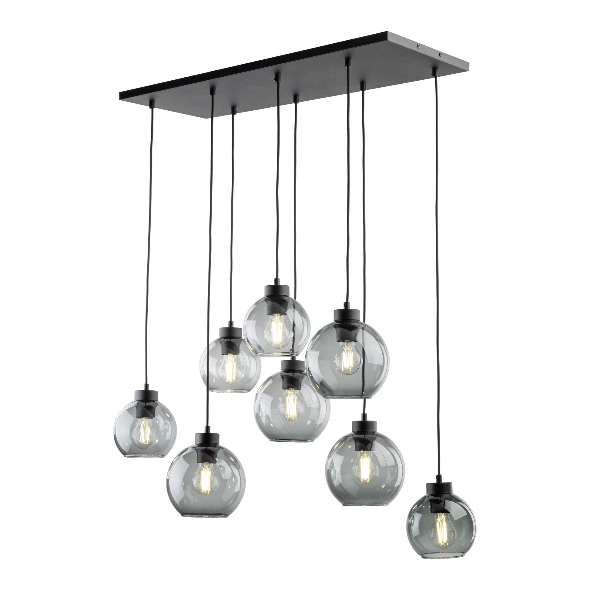 CUBUS Graphite Glass Scandinavian Pendant Light Fixture for Kitchen Island, Dining Room & Living Room (8-Light) - AURABAGS SHOP