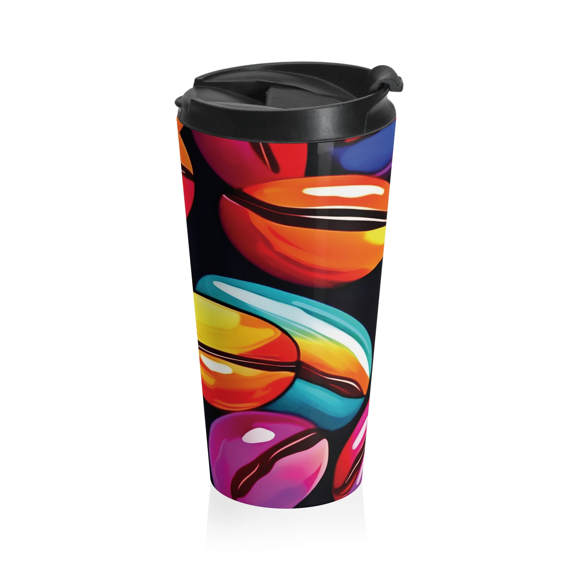 Colorful Coffee Beans Travel Mug | Vibrant Coffee Beans Pattern Stainless Steel - AURABAGS SHOP