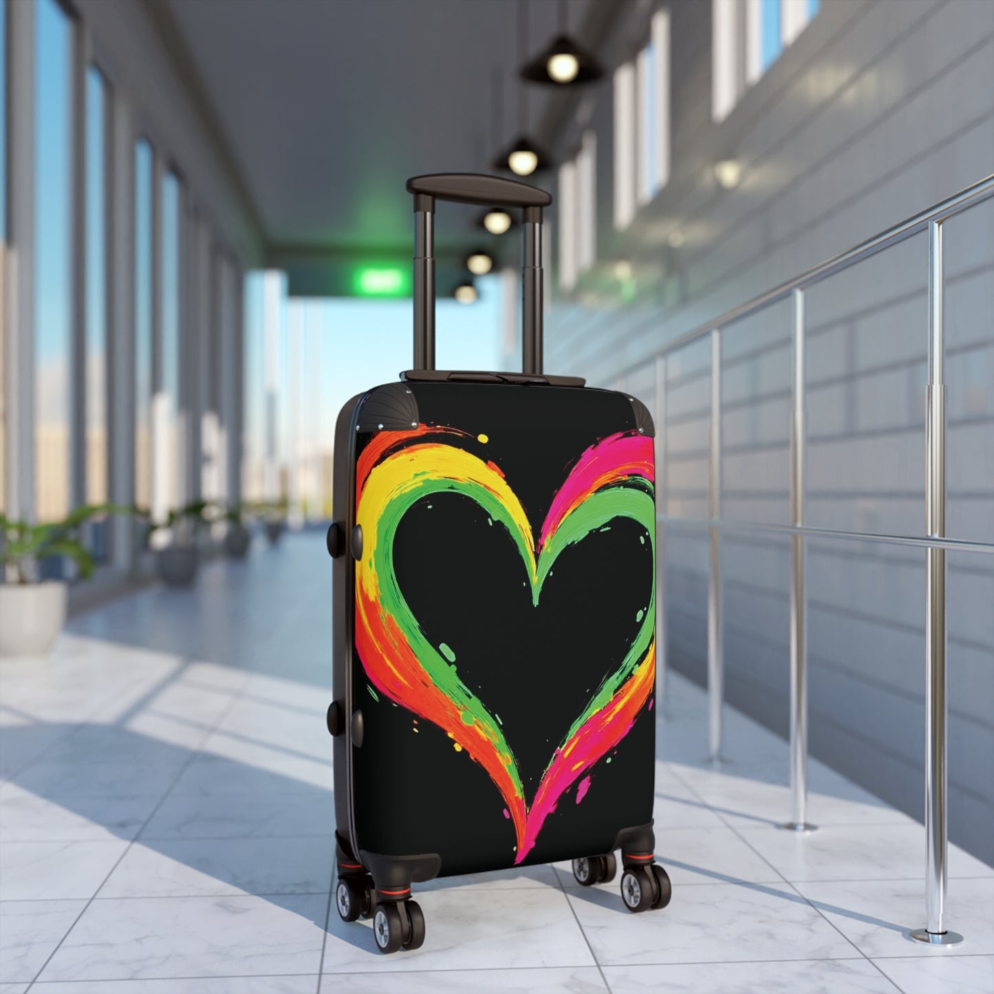 Bunter Herz-Koffer – Neon-Farb-Herz Handgepäck Reisekoffer