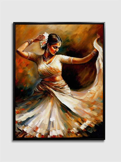 Wandkunst - Tanz in Orange - Fine Art - Goldlack - Leinwanddruck