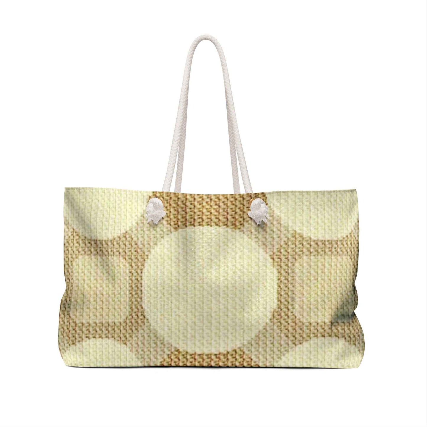 Neutral Geometric Circles Weekender Bag, Retro Beige Pattern Tote, Mom Lifestyle Travel Carryall, Large Beach Handbag