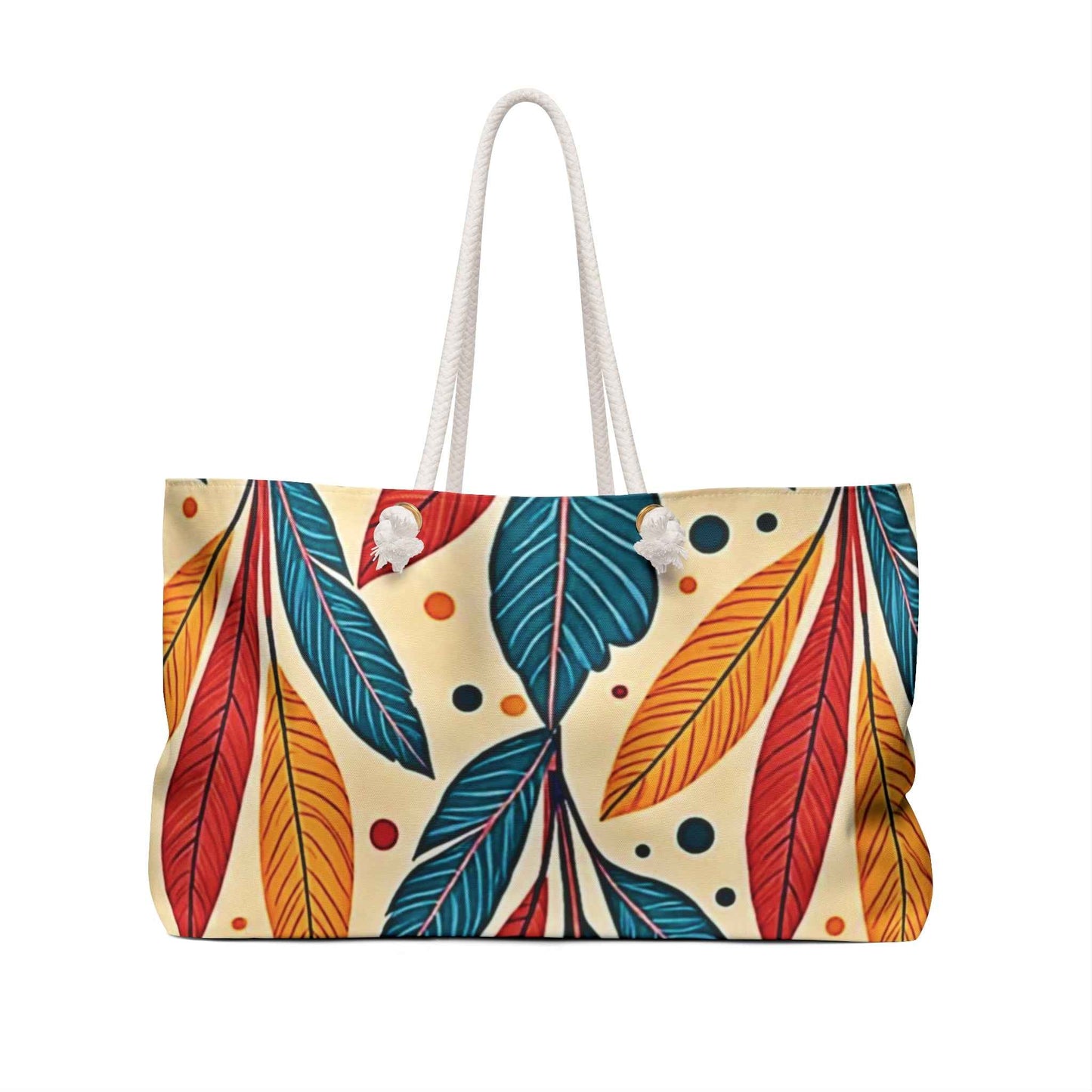 Colorful Tropical Leaves Weekender Bag | Boho Beach Large Tote bag