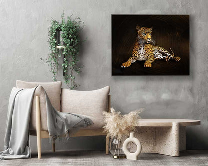 Leopard - Wildlife Leinwand Kunst - Wanddeko - Von Hand aufgetragener Goldlack #4836-047