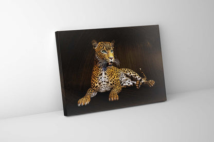 Leopard - Wildlife Leinwand Kunst - Wanddeko - Von Hand aufgetragener Goldlack #4836-047