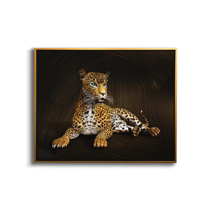 Leopard - Wildlife Leinwand Kunst - Wanddeko - Von Hand aufgetragener Goldlack #4836-047