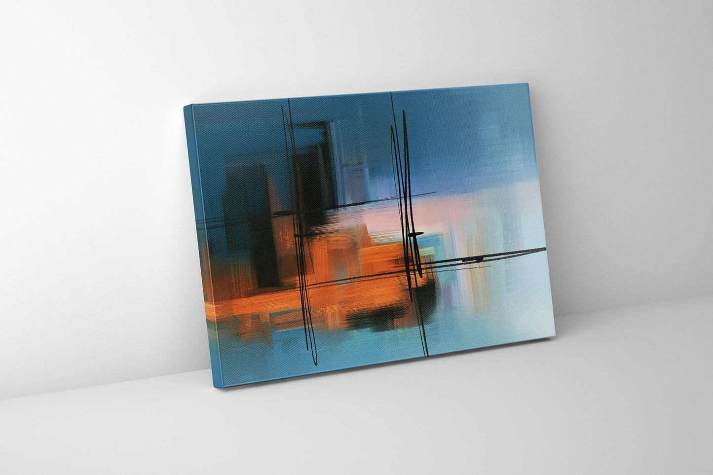 Wandbild-Blautöne Abstrakt- Leinwandbild - RGB Lack #4836-105
