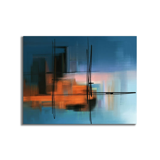 Wandbild-Blautöne Abstrakt- Leinwandbild - RGB Lack #4836-105