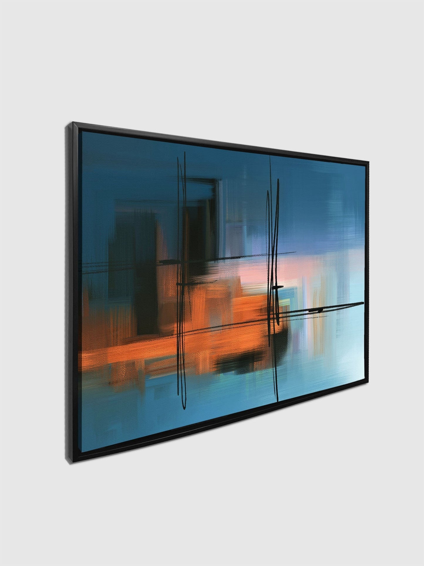 Wandbild-Blautöne Abstrakt- Leinwandbild - RGB Lack #4836-105