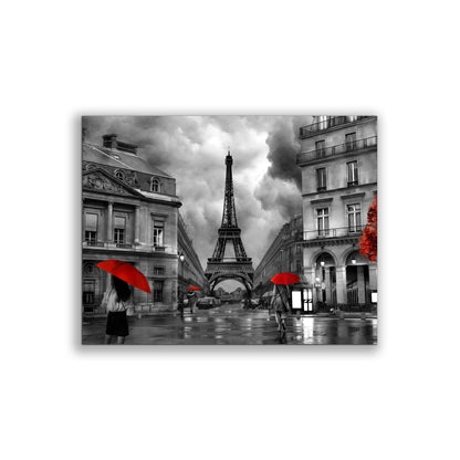 Leinwandbild – Malerisches Paris mit roten Akzenten – Kunstwerk