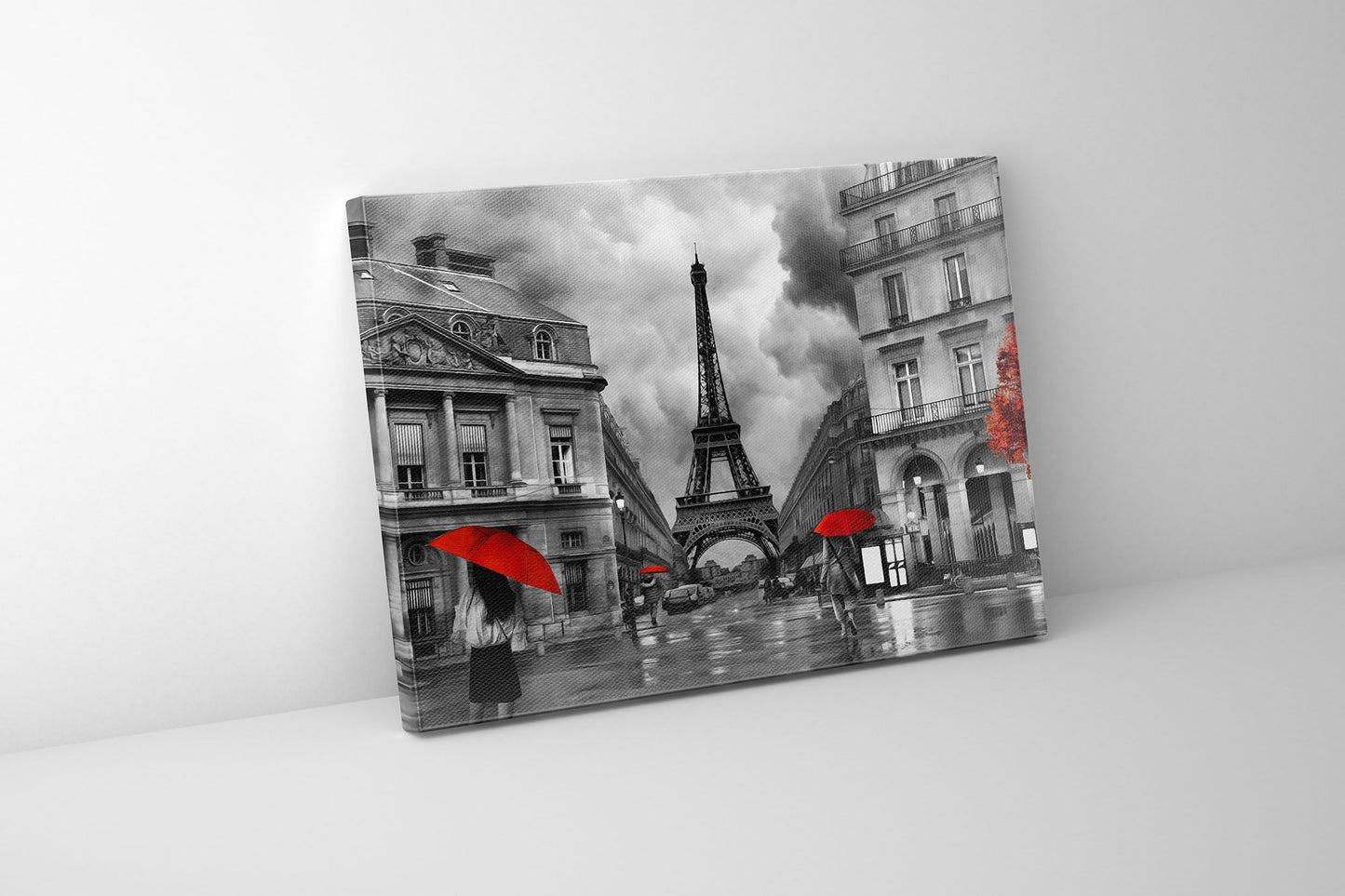 Leinwandbild – Malerisches Paris mit roten Akzenten – Kunstwerk