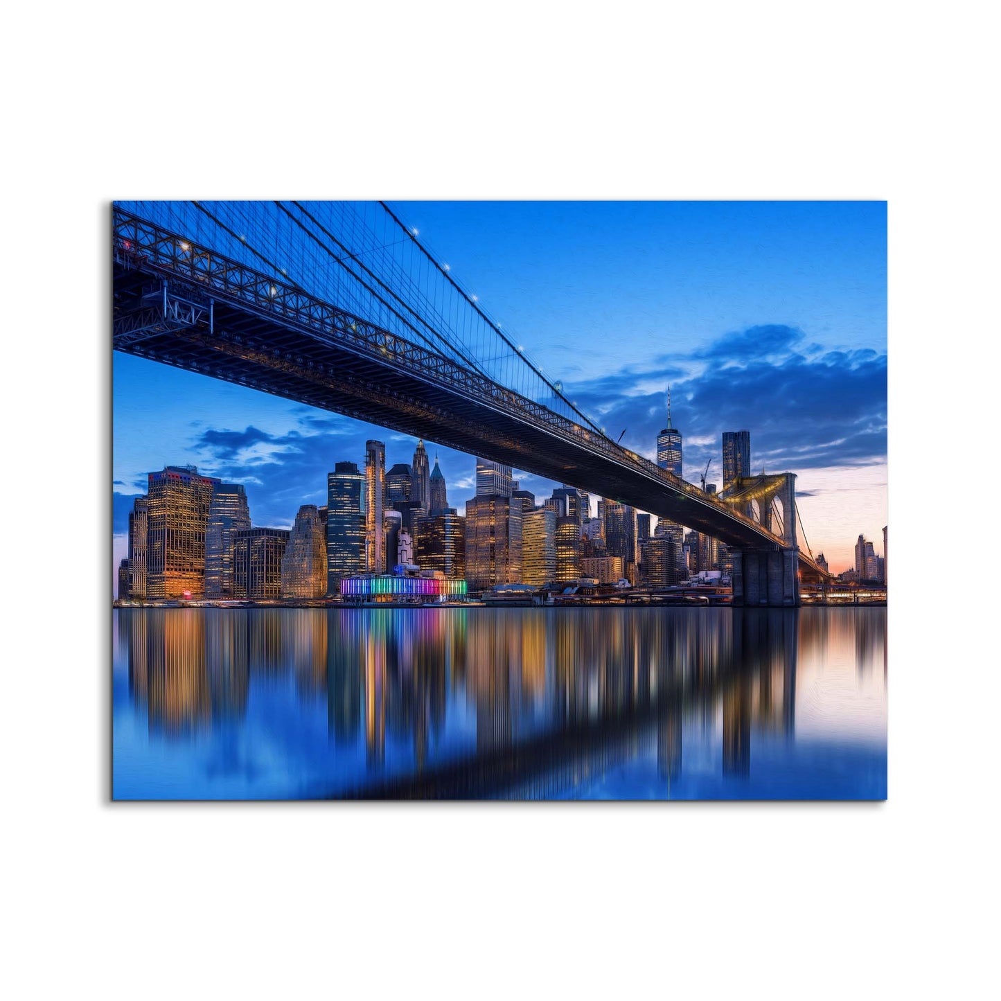 Wandbild-Stilisierte NYC Brücken-Skyline-Leinwanddruck