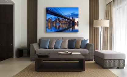 Wandbild-Stilisierte NYC Brücken-Skyline-Leinwanddruck
