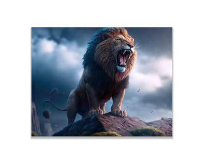 Wildlife Leinwandbild-Der Löwe und der Sturm-Goldlack-Naturdrucke. #4836-148